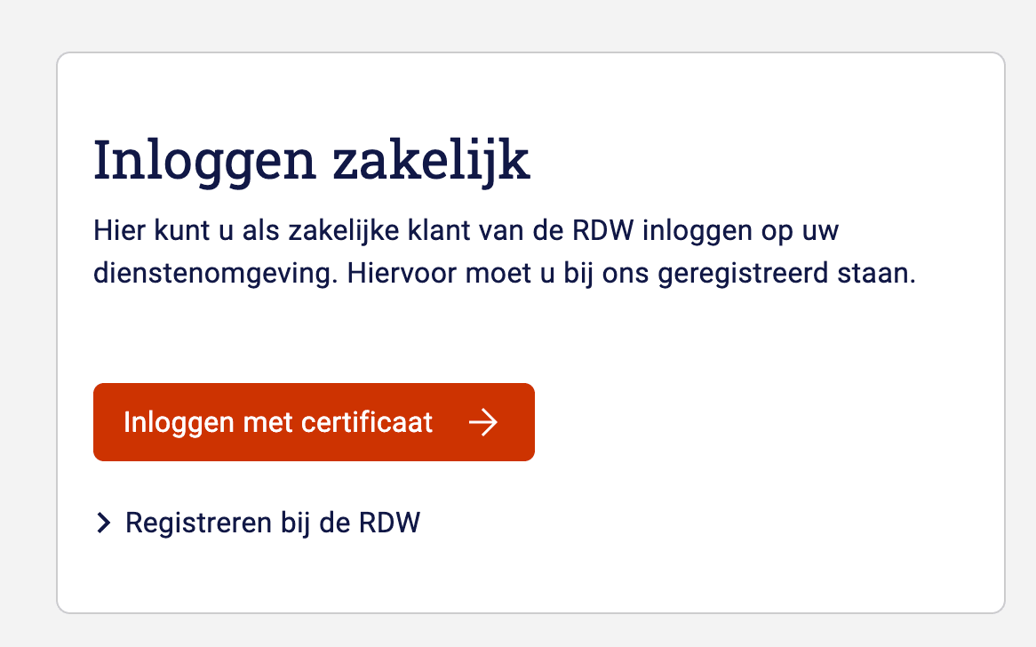 RDW Zakelijke login Automotive websites en applicaties